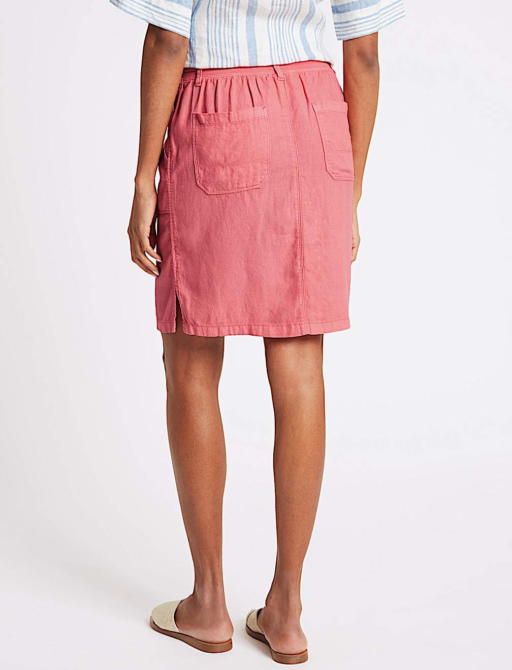 Linen Rich Elasticated Waist Mini Skirt
