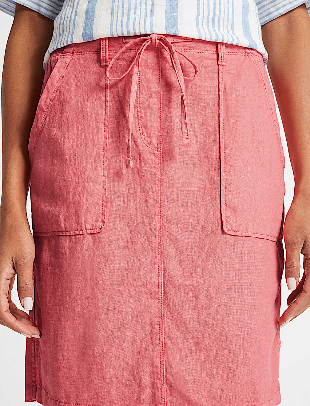 Linen Rich Elasticated Waist Mini Skirt