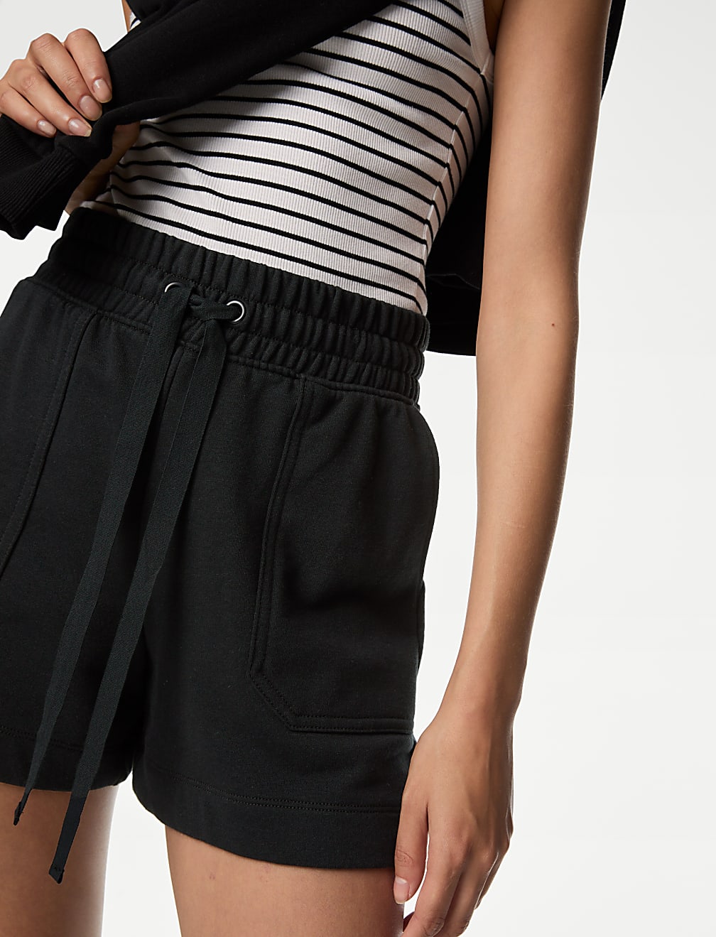Cotton Rich Jersey High Waisted Shorts