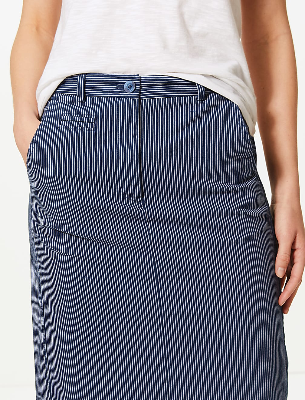 Cotton Rich Striped A-Line Skirt