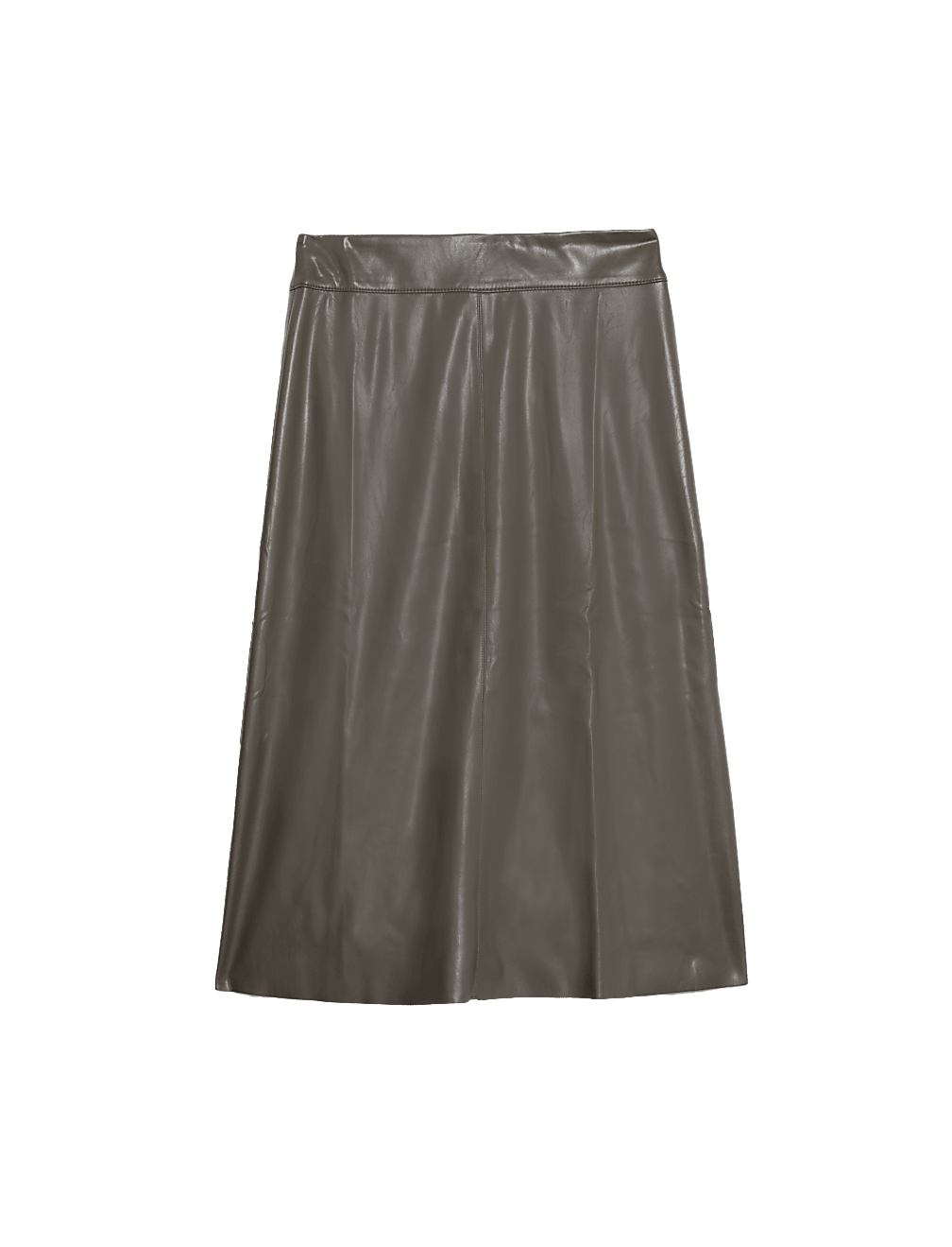 Leather Look Midi A-Line Skirt