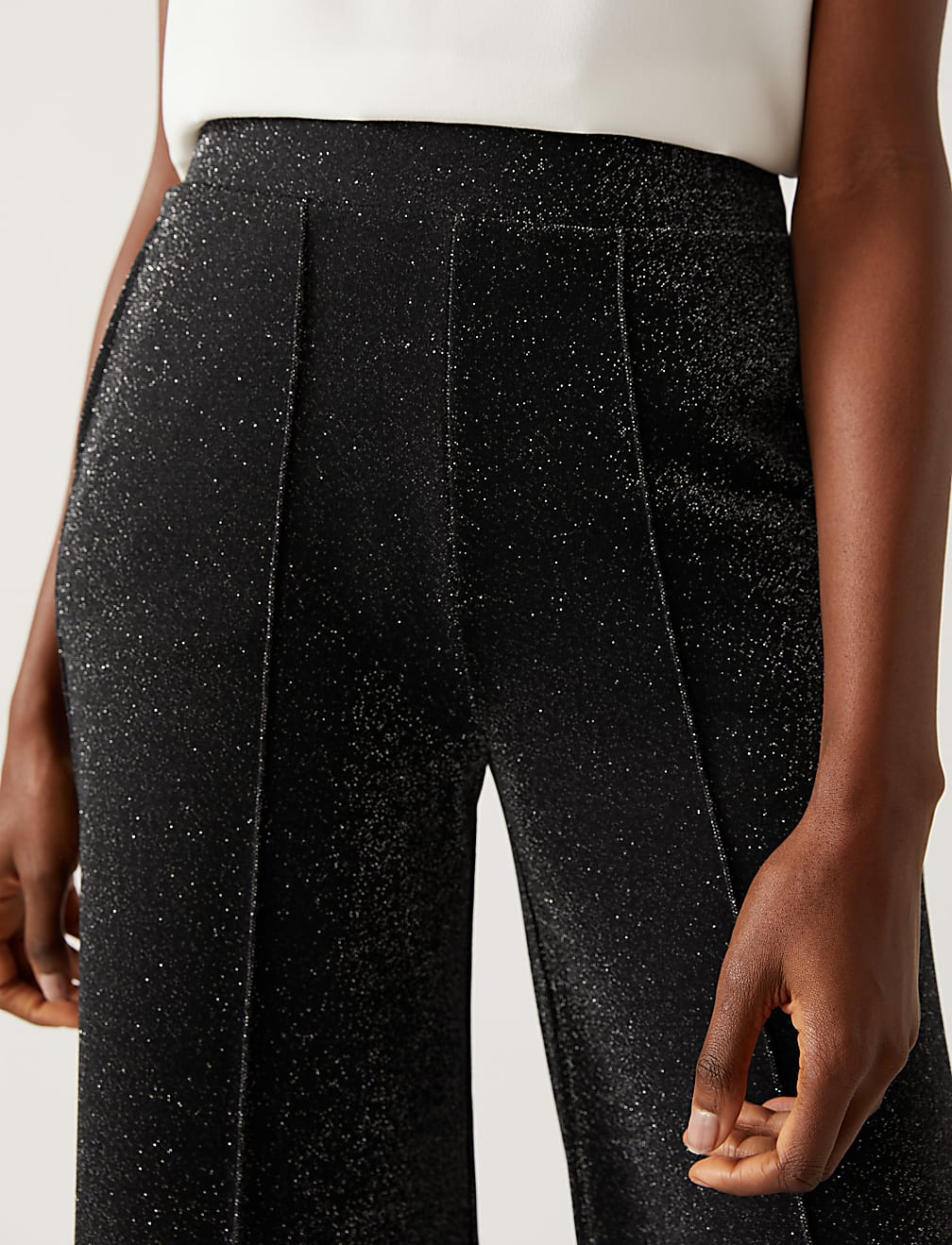 Jersey Metallic Wide Leg Trousers