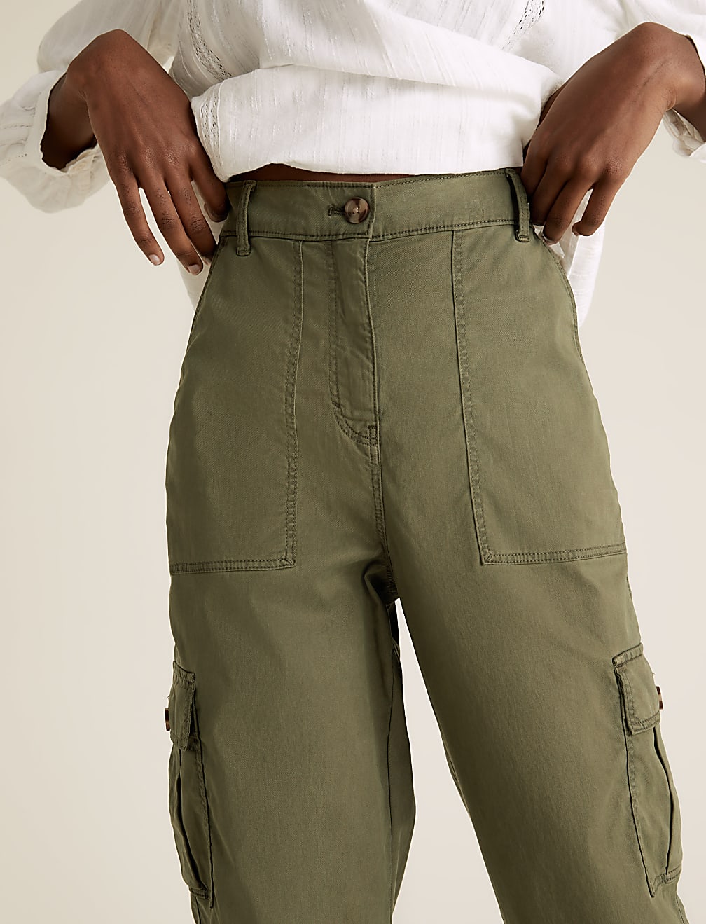 Tencel™ Rich Cargo Cropped Trousers