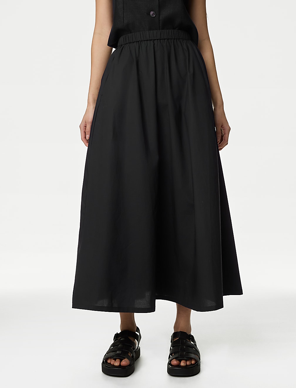 Pure Cotton Midi Skirt