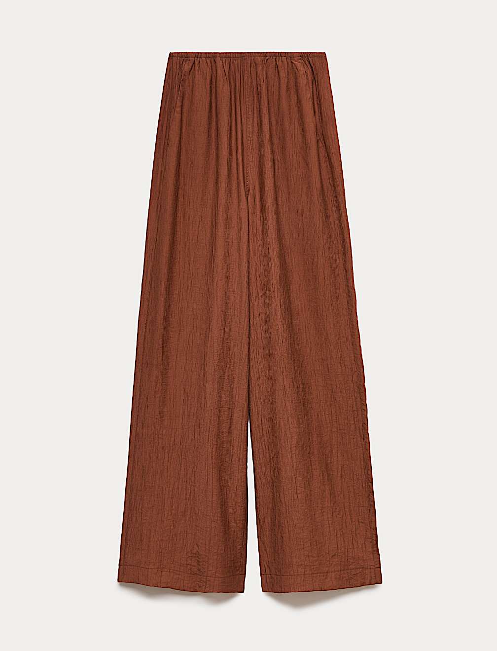 Crinkle Elasticated Waist Wide Leg Trousers