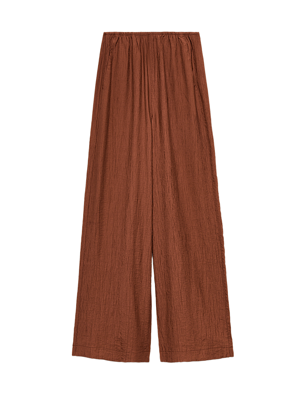 Crinkle Elasticated Waist Wide Leg Trousers