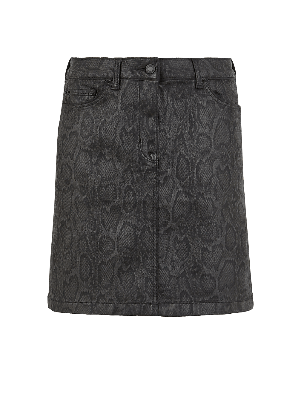 Animal Print Denim Mini Skirt