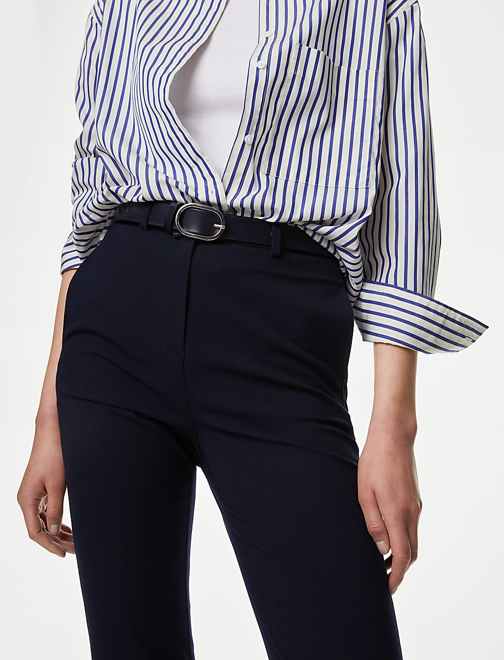 Slim Fit Ankle Grazer Trousers with Stretch