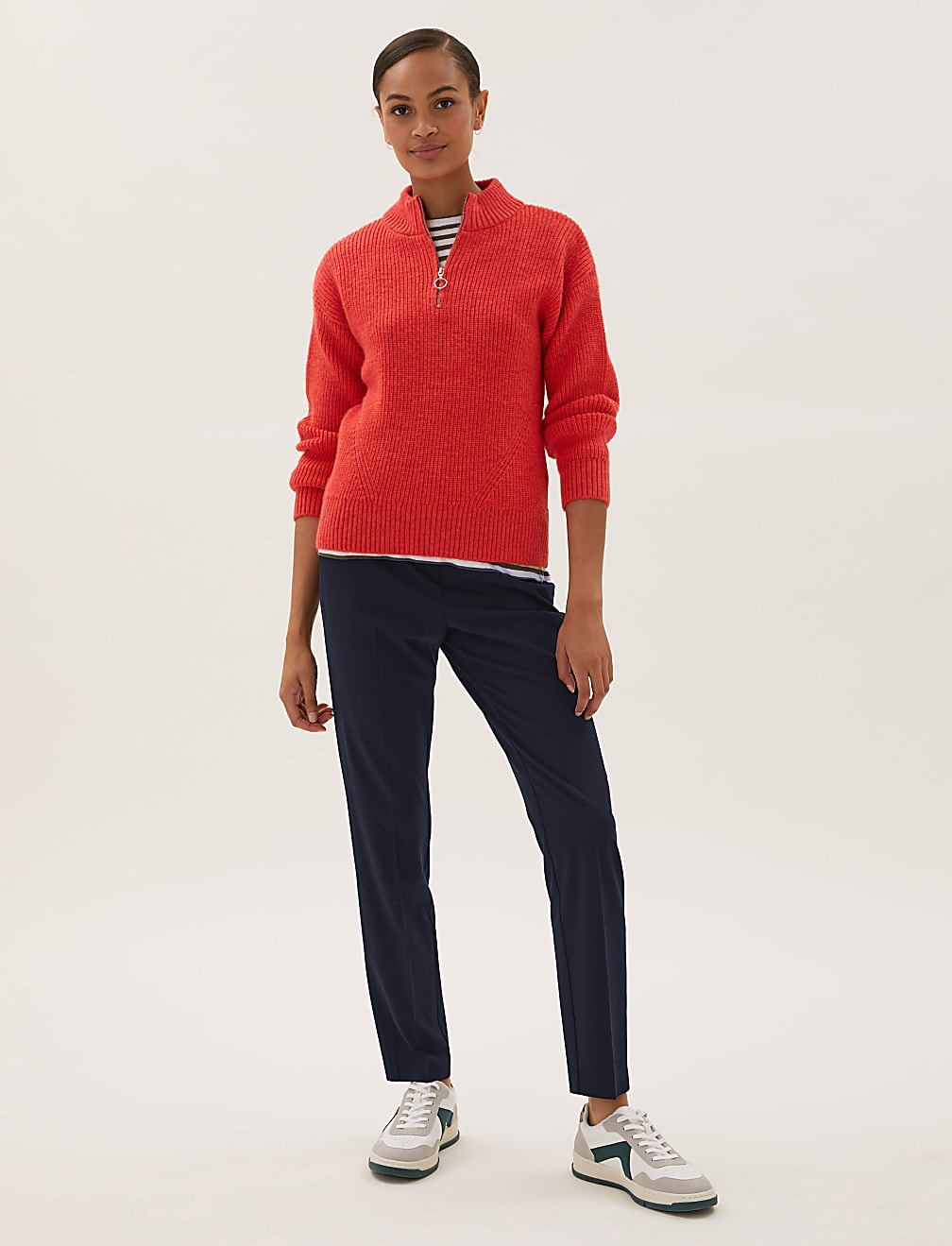 Slim Fit Ankle Grazer Trousers with Stretch