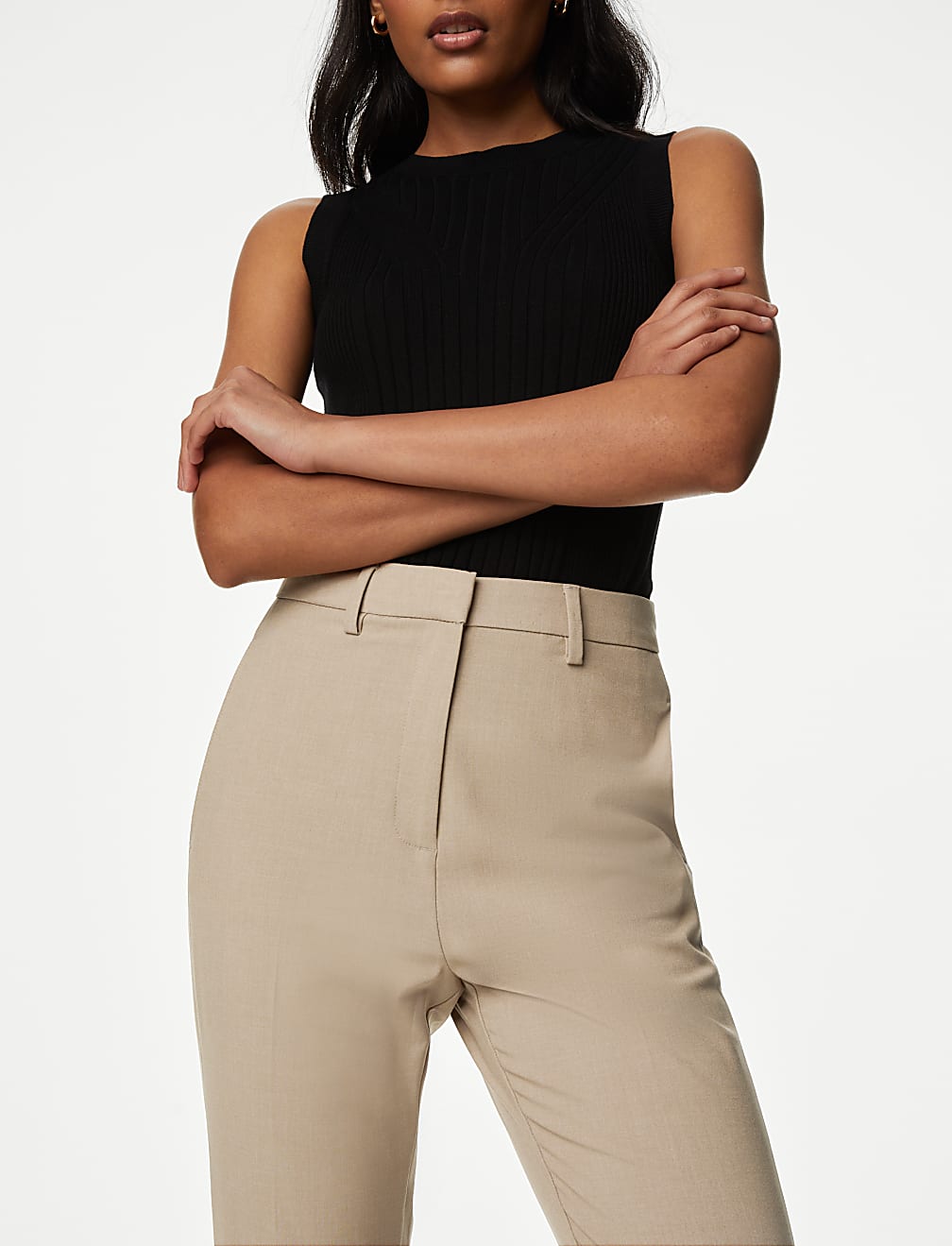 Slim Fit Ankle Grazer Trousers with Stretch