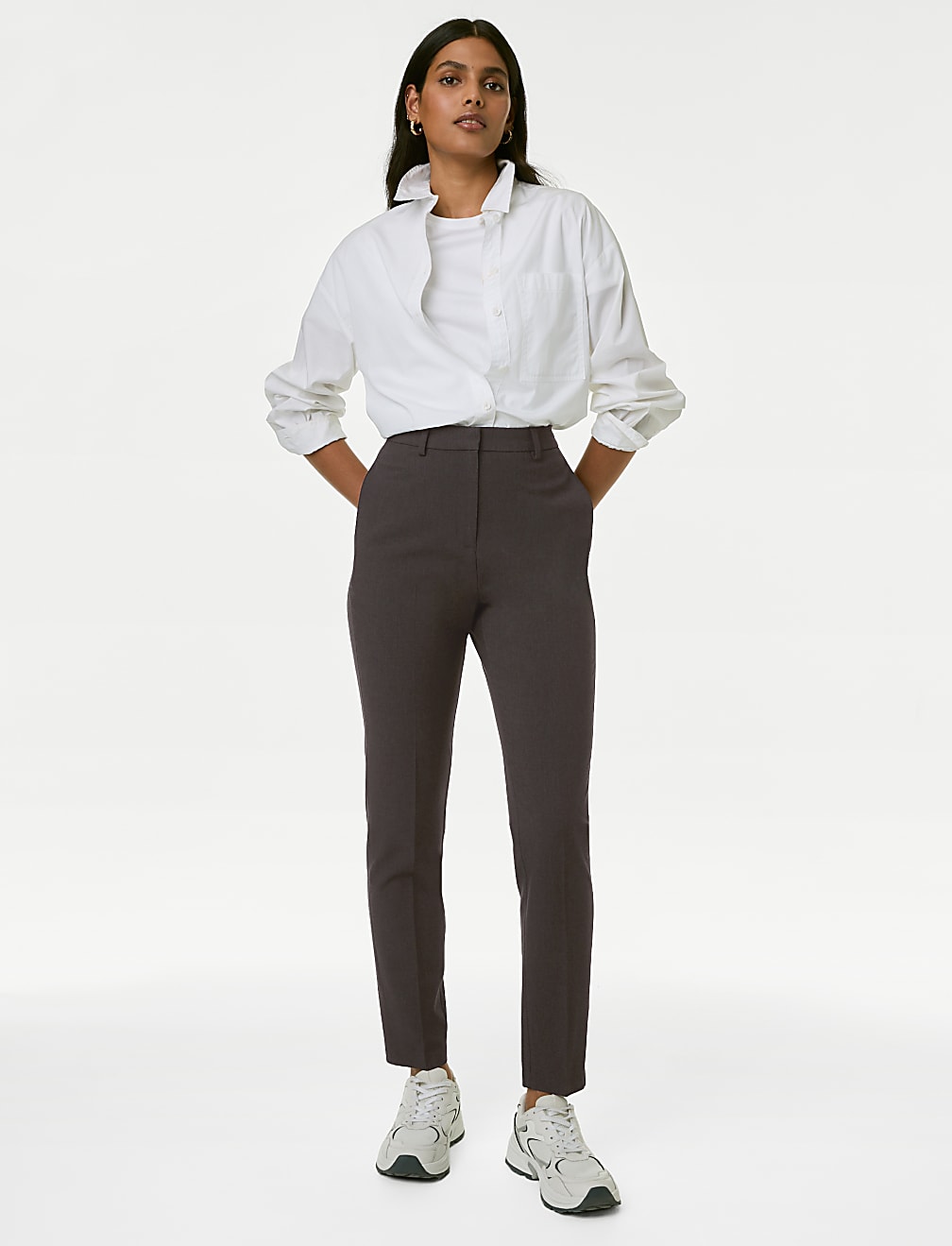 Slim Fit Ankle Grazer Trousers with Stretch
