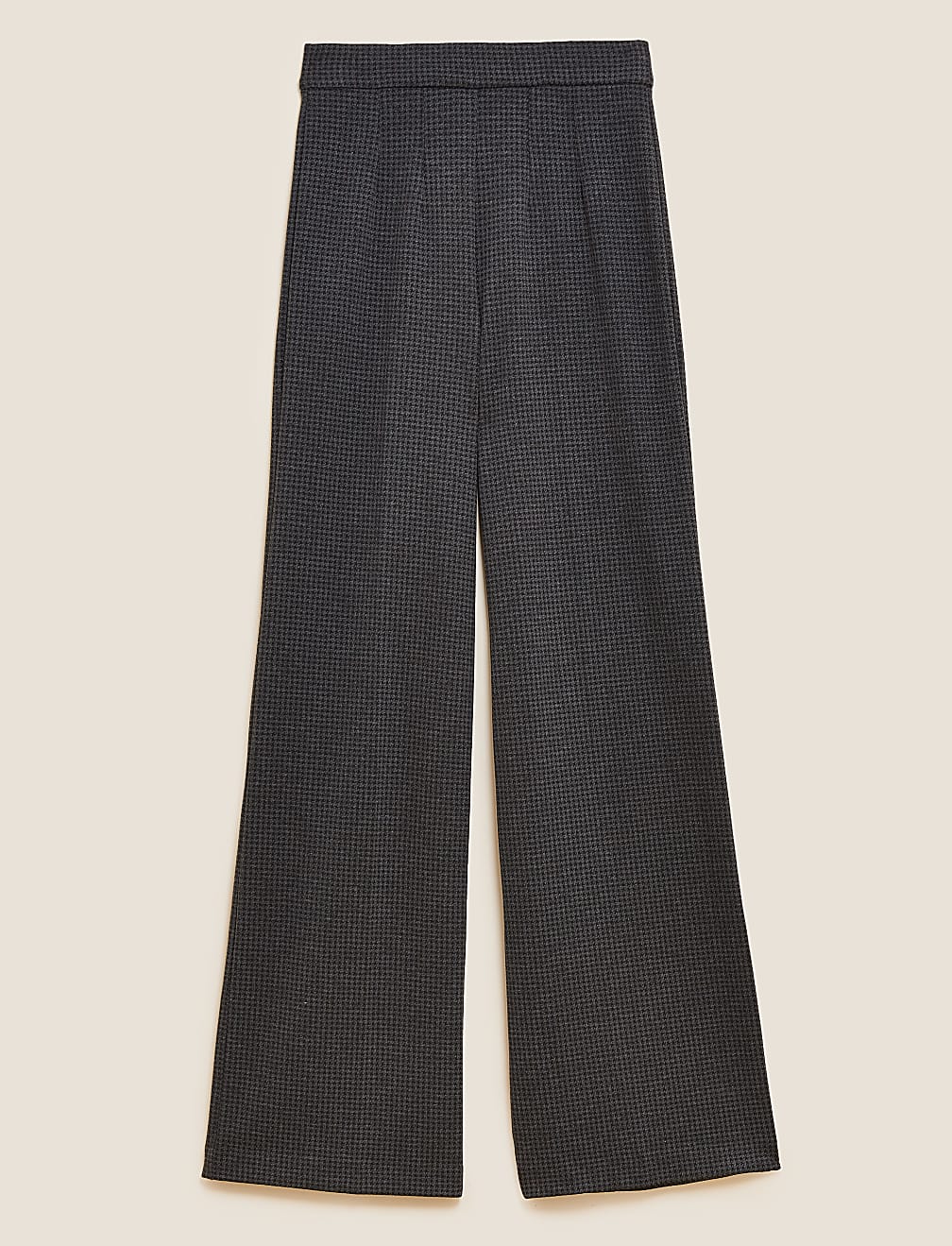 Jersey Houndstooth Wide Leg Trousers