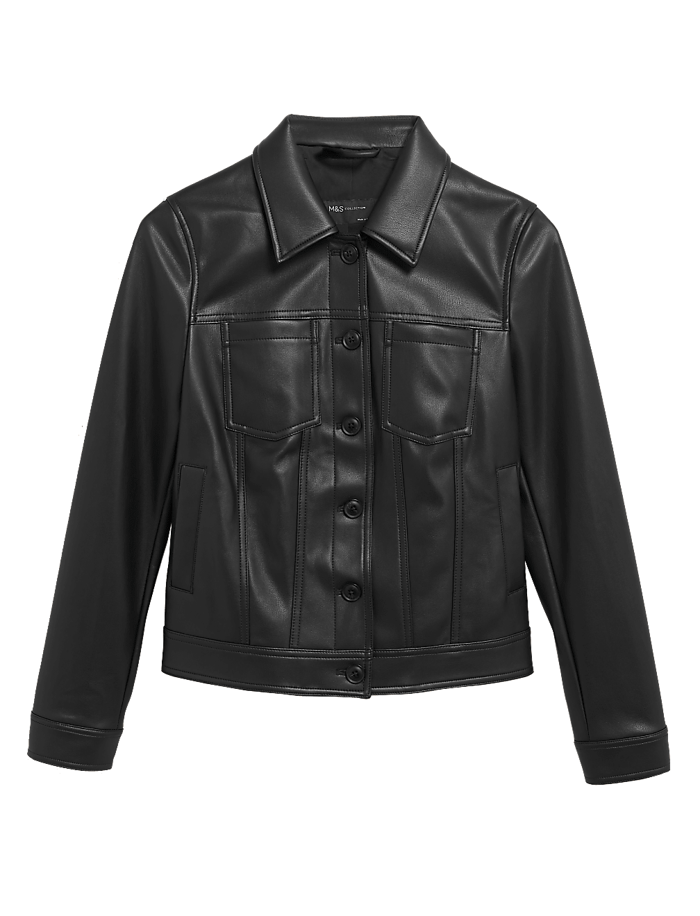 Faux Leather Trucker Jacket