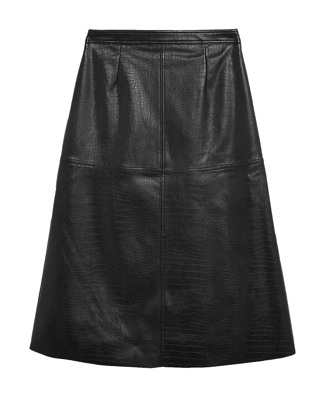 Faux Leather Croc Midi A-Line Skirt