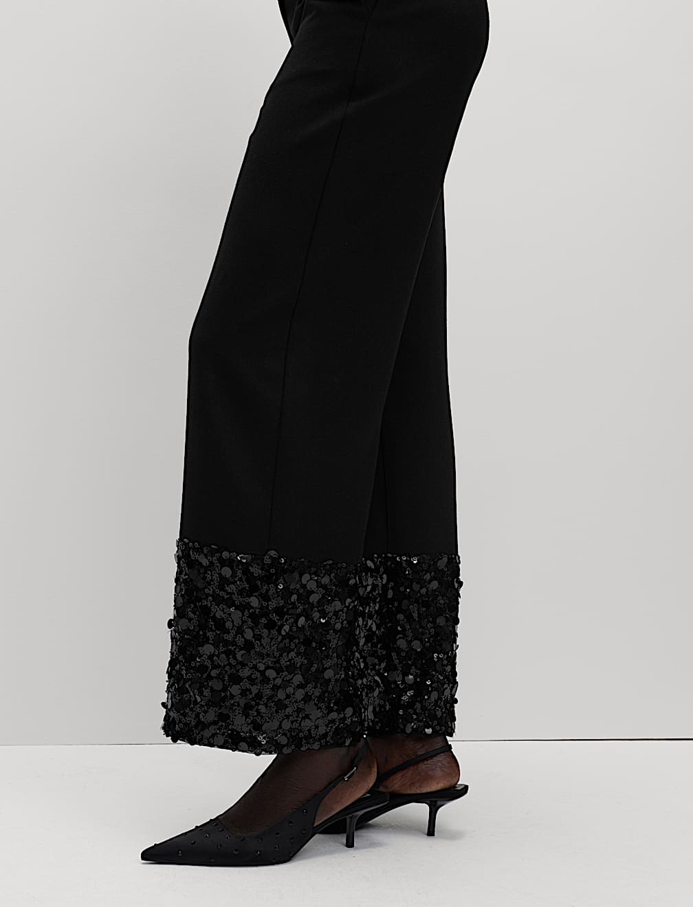 Sequin Panelled Straight Leg Trousers
