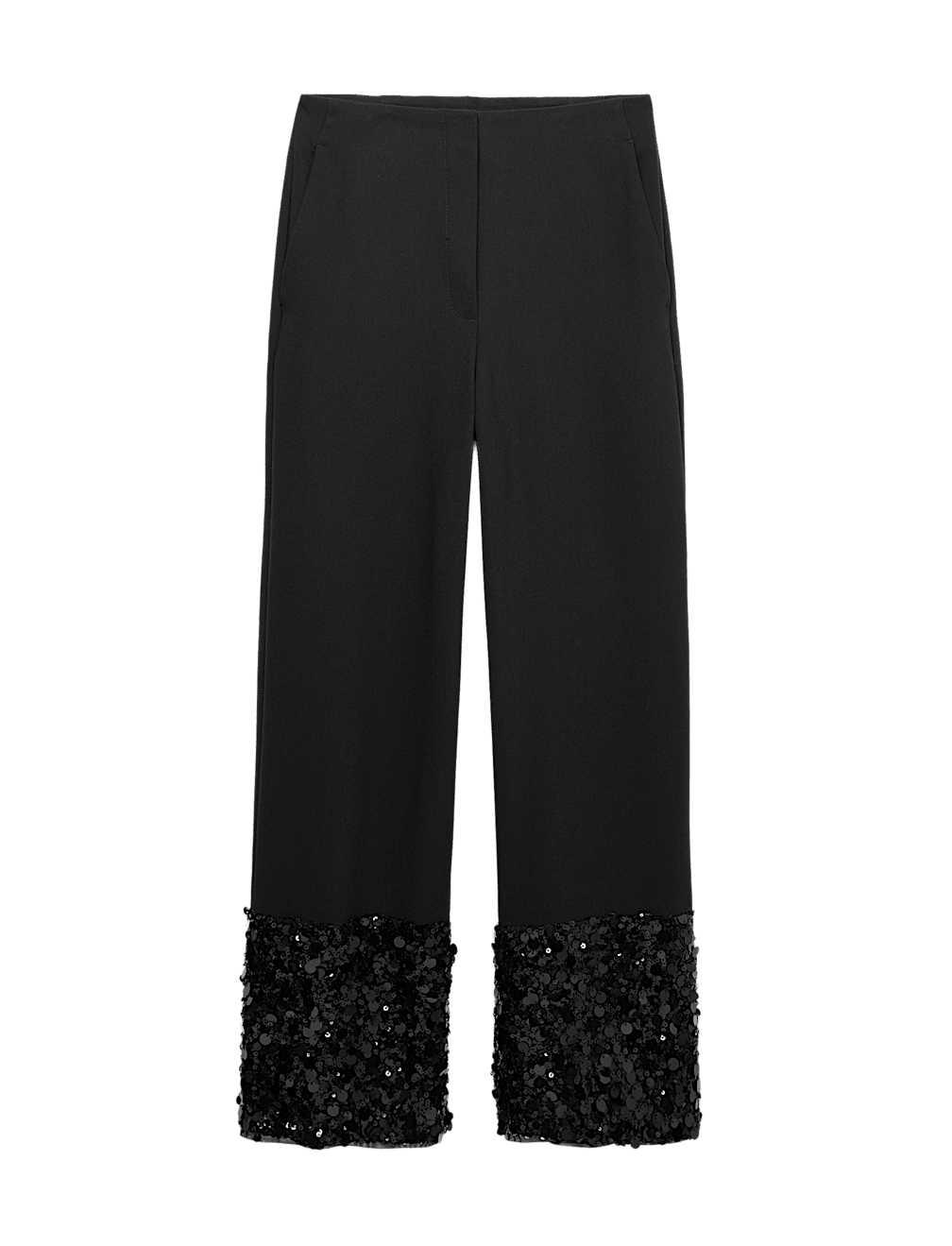 Sequin Panelled Straight Leg Trousers