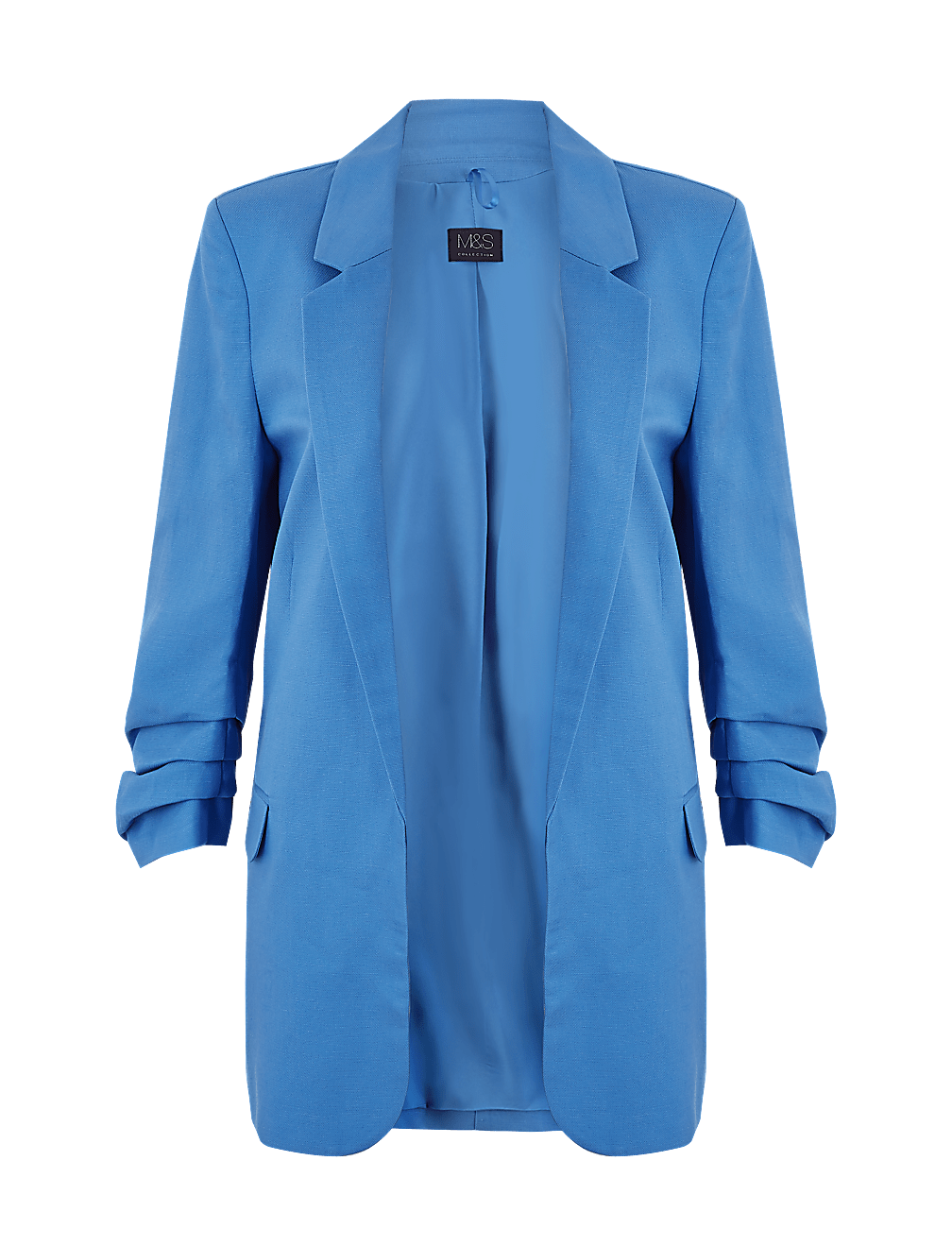 Linen Blend Open Front Blazer