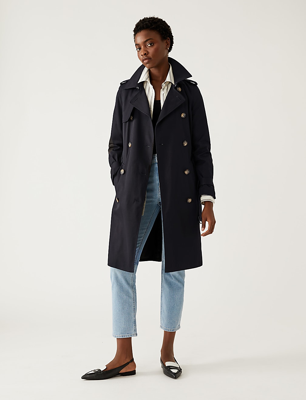 Double Breasted Trench Coat with Recycled Polyester