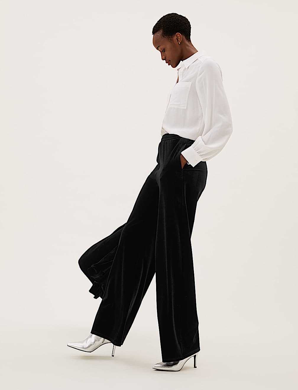 Velvet Wide Leg Trousers