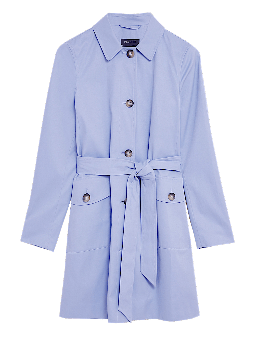 Cotton Blend Belted Trench Coat