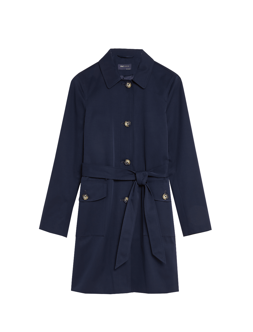 Cotton Blend Belted Trench Coat