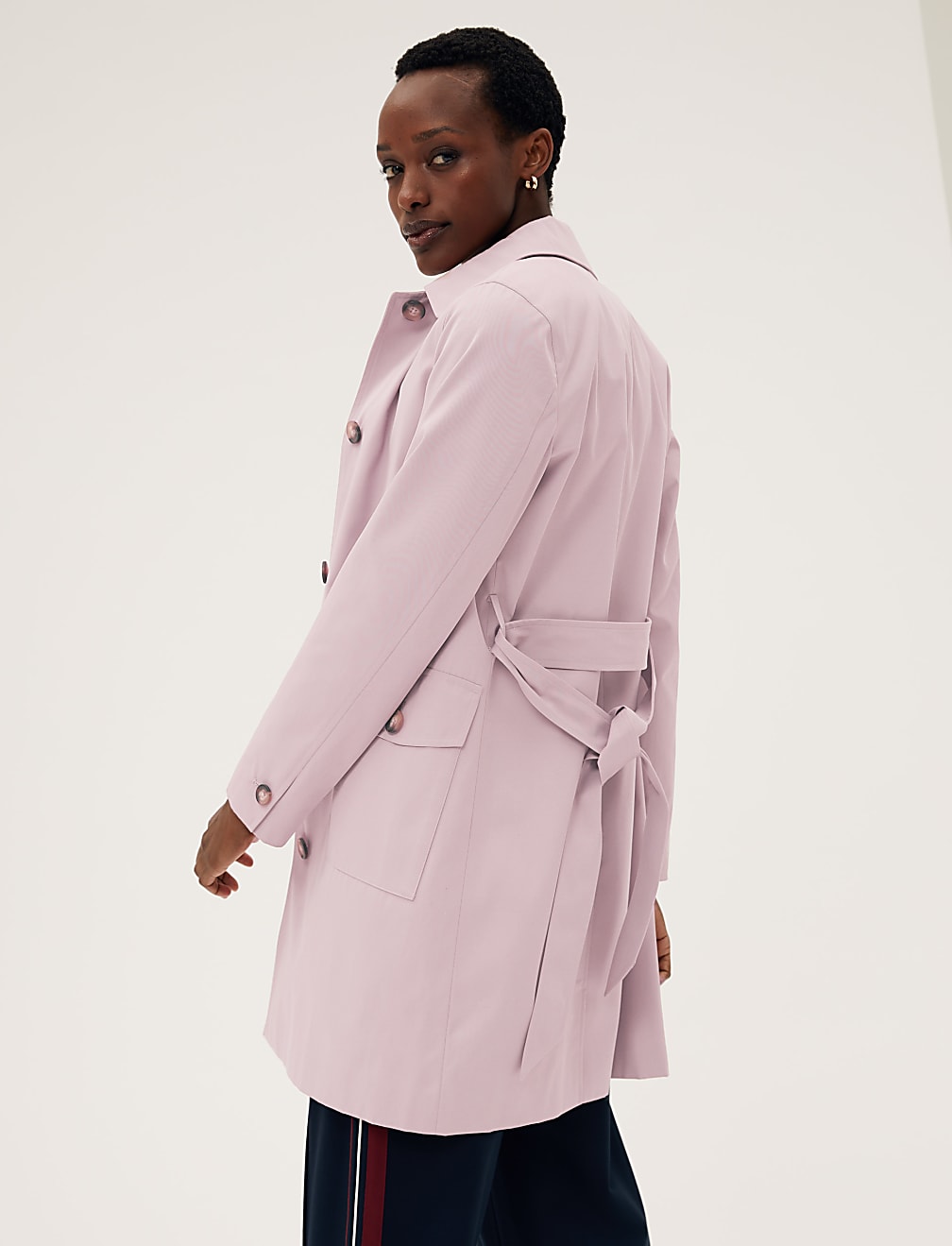 Cotton Blend Belted Trench Coat