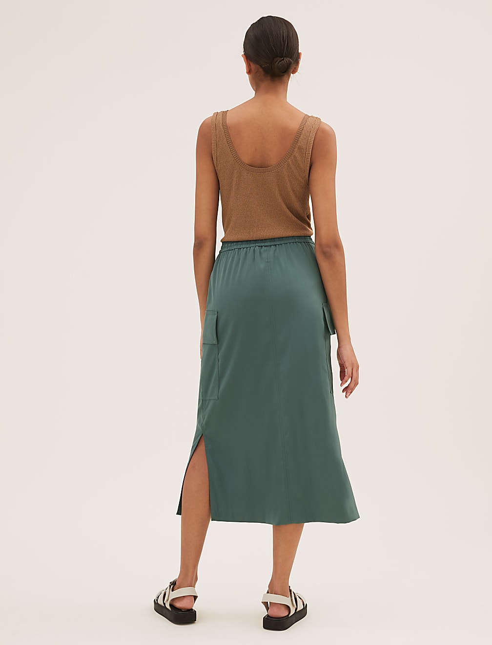 Satin Side Split Midaxi Utility Skirt