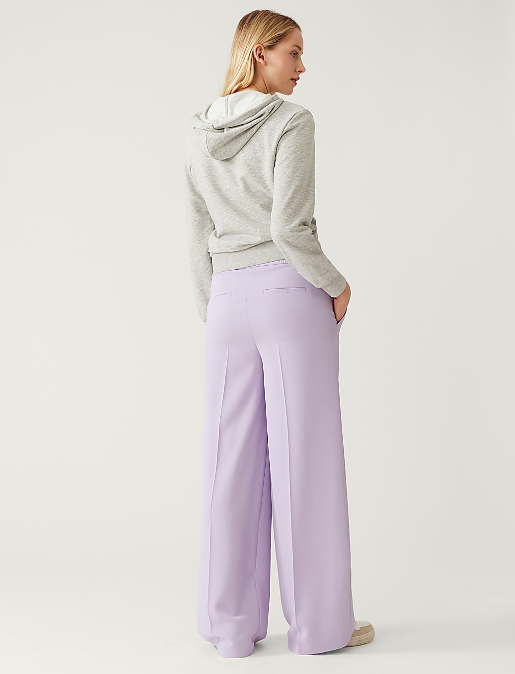 Crepe Drawstring Wide Leg Trousers