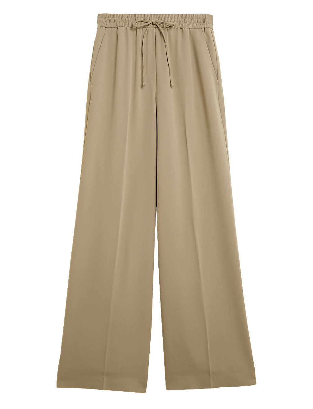 Crepe Drawstring Wide Leg Trousers