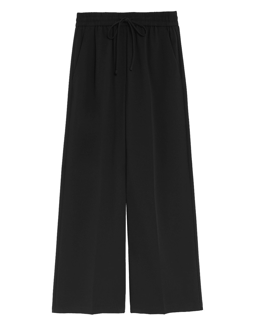 Crepe Drawstring Wide Leg Trousers