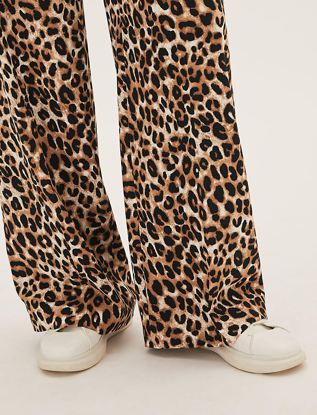 Crepe Animal Print Wide Leg Trousers