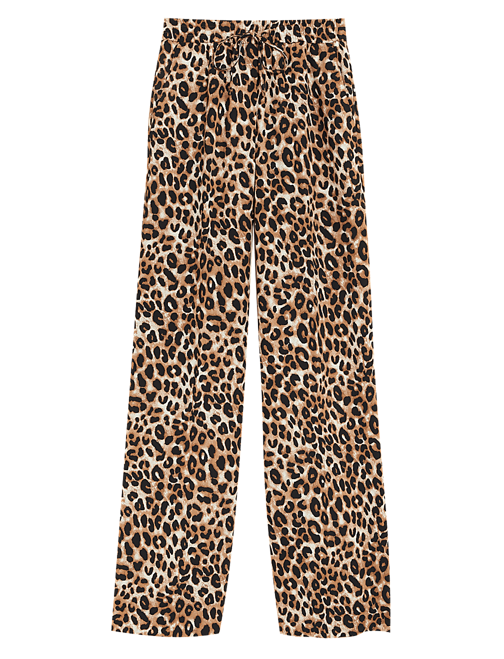 Crepe Animal Print Wide Leg Trousers