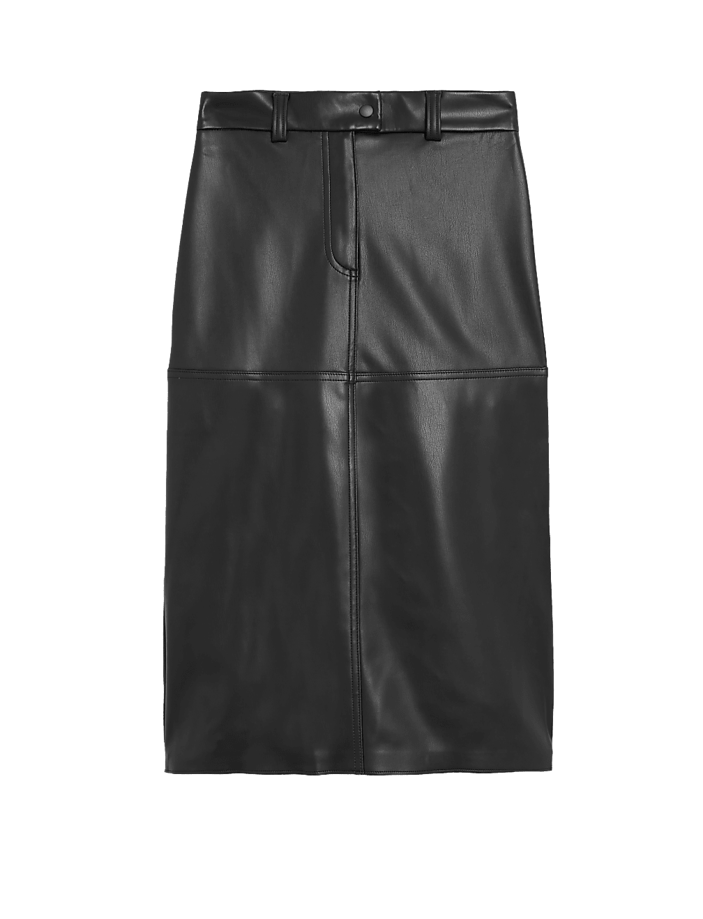 Faux Leather Midi A-Line Skirt