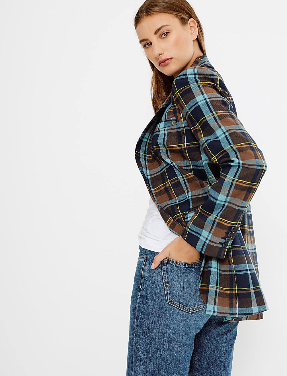 Checked Single Breasted Blazer