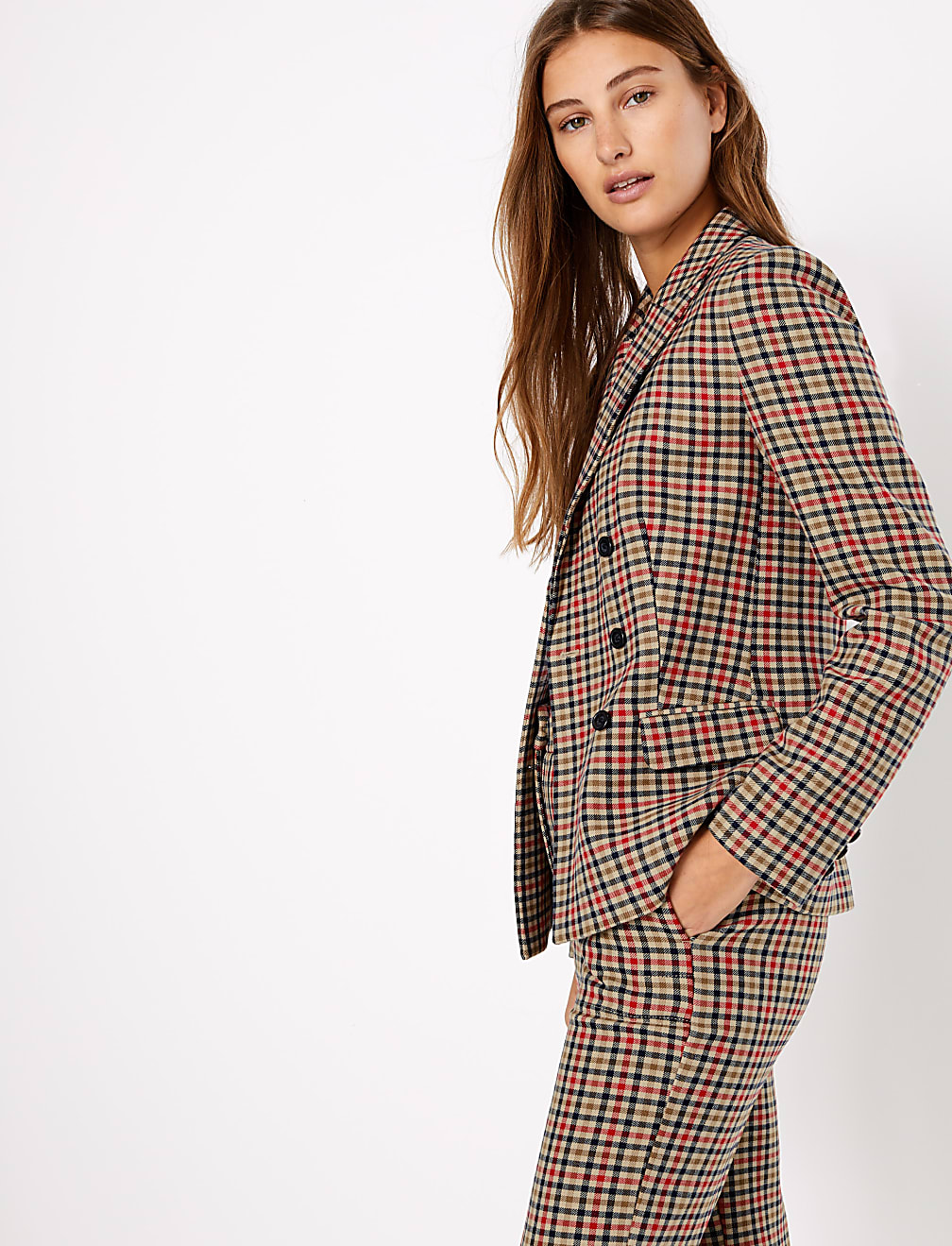 Checked Double Breasted Blazer
