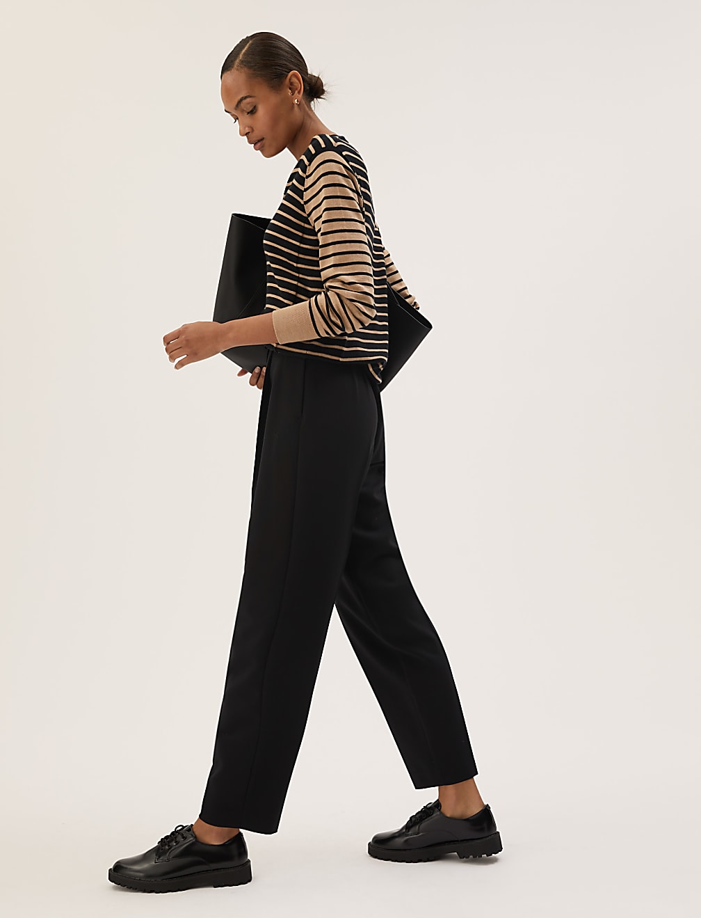 Woven Pleated Ankle Grazer Trousers