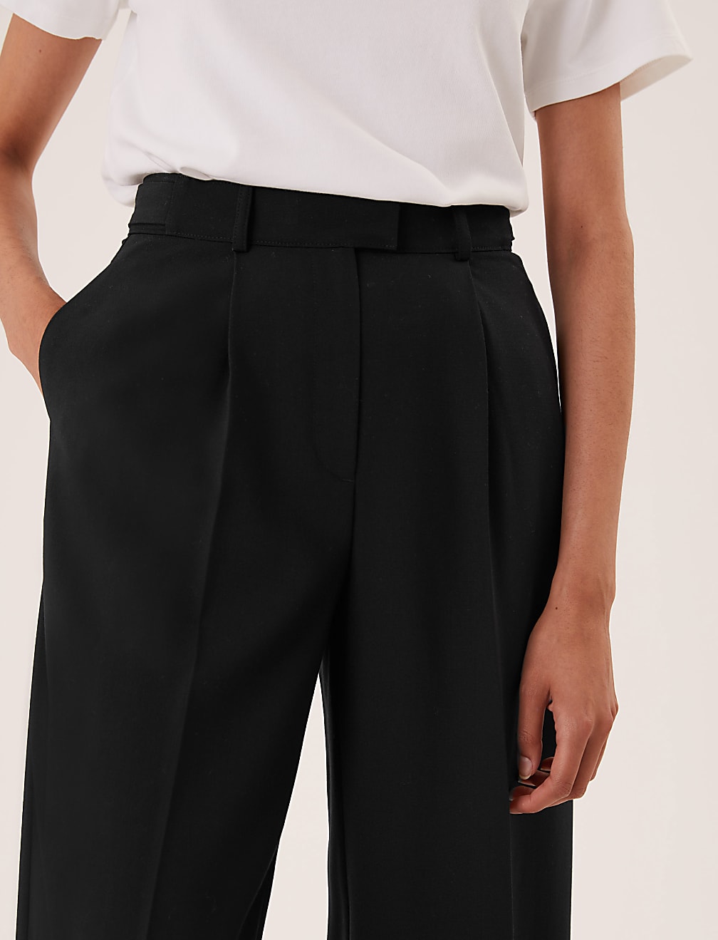 Pleat Front Wide Leg Trousers