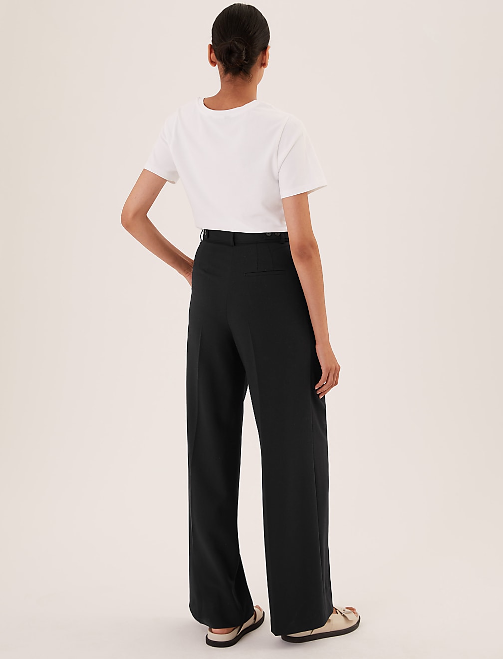 Pleat Front Wide Leg Trousers