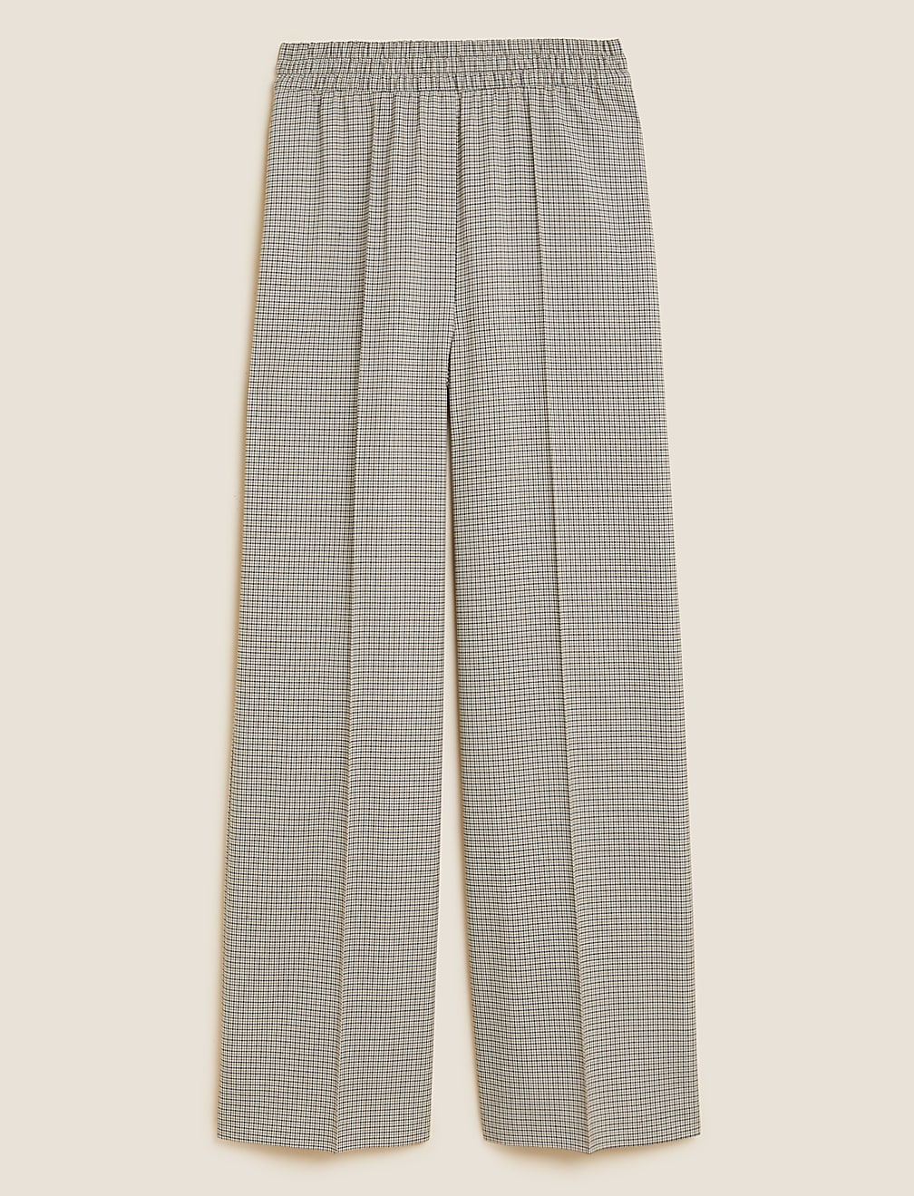 Woven Checked Wide Leg Trousers