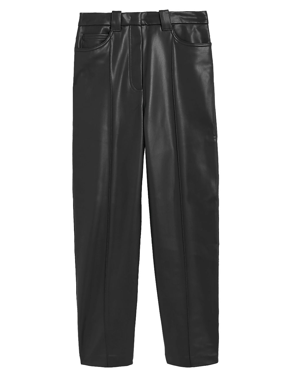 Leather Look Straight Leg Trousers