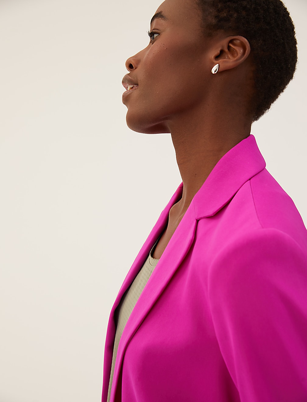 Satin Look Relaxed Single Breasted Blazer