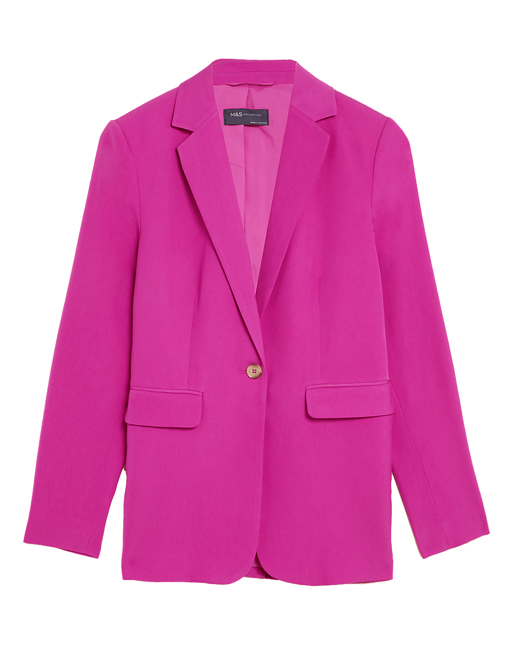 Satin Look Relaxed Single Breasted Blazer