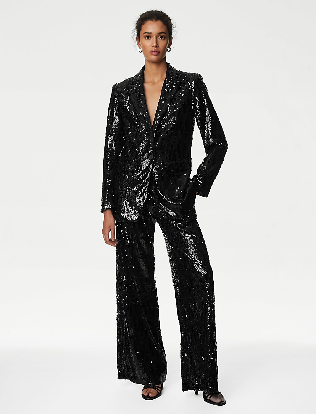 Sequin Elasticated Waist Wide Leg Trousers