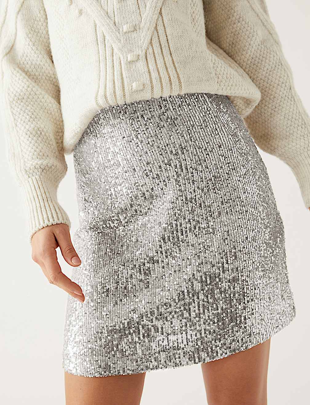 Sequin Mini A-Line Skirt