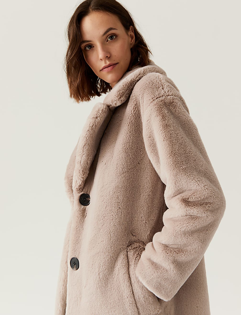 Faux Fur Collared Relaxed Longline Coat