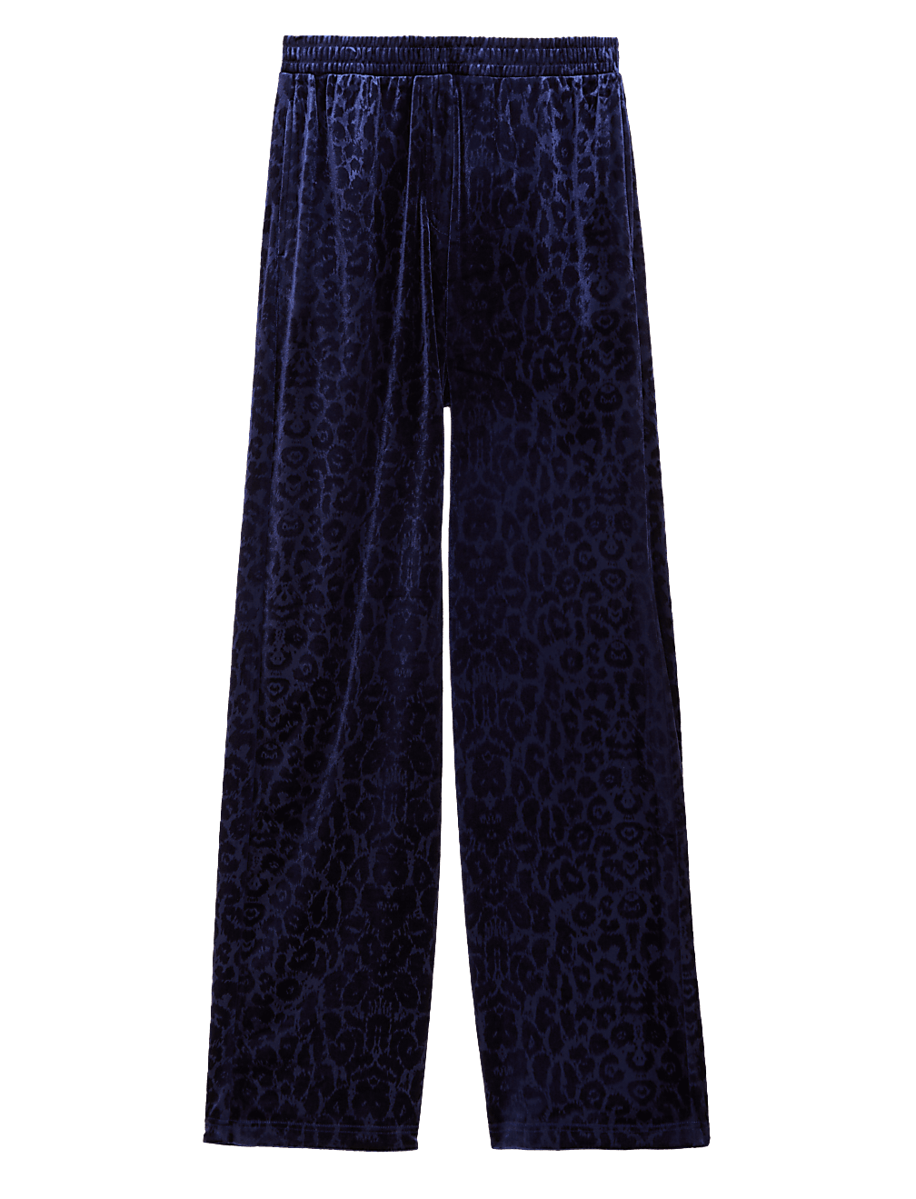 Velvet Animal Print Wide Leg Trousers