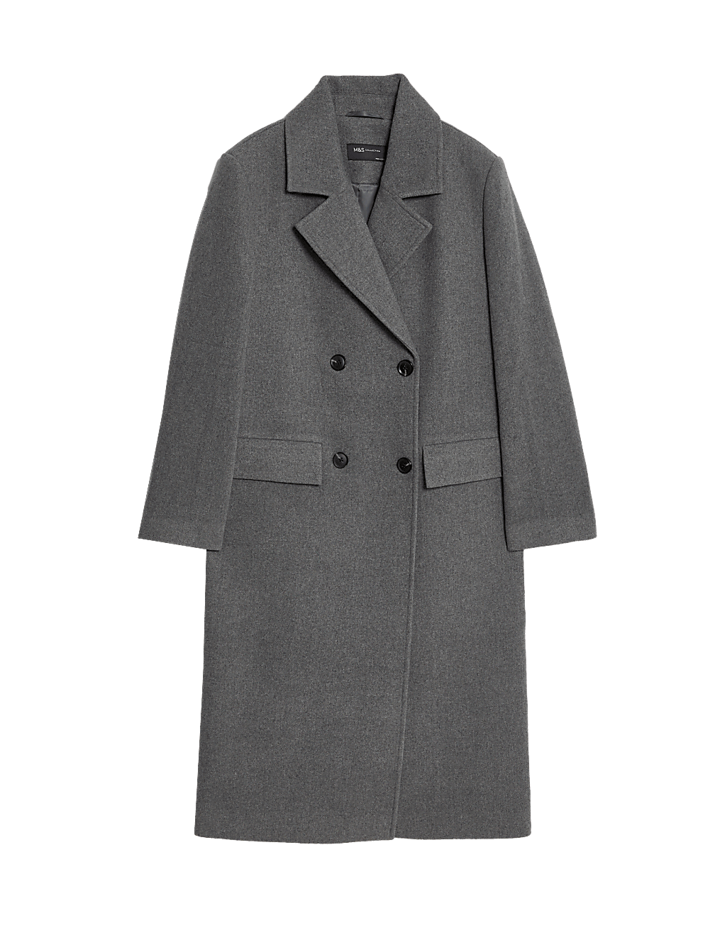 Double Breasted Longline Coat with Wool