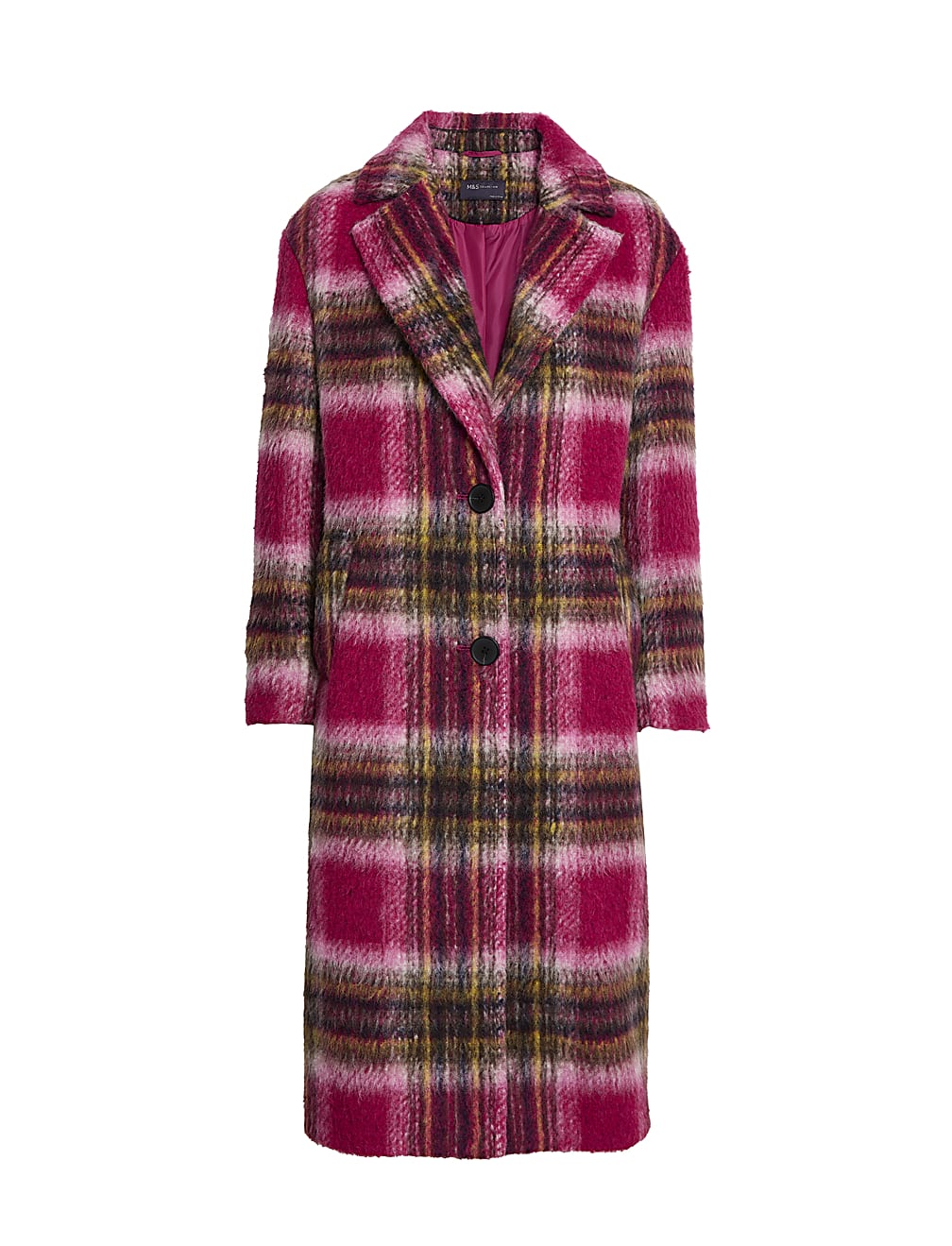 Checked Relaxed Longline Coat with Wool