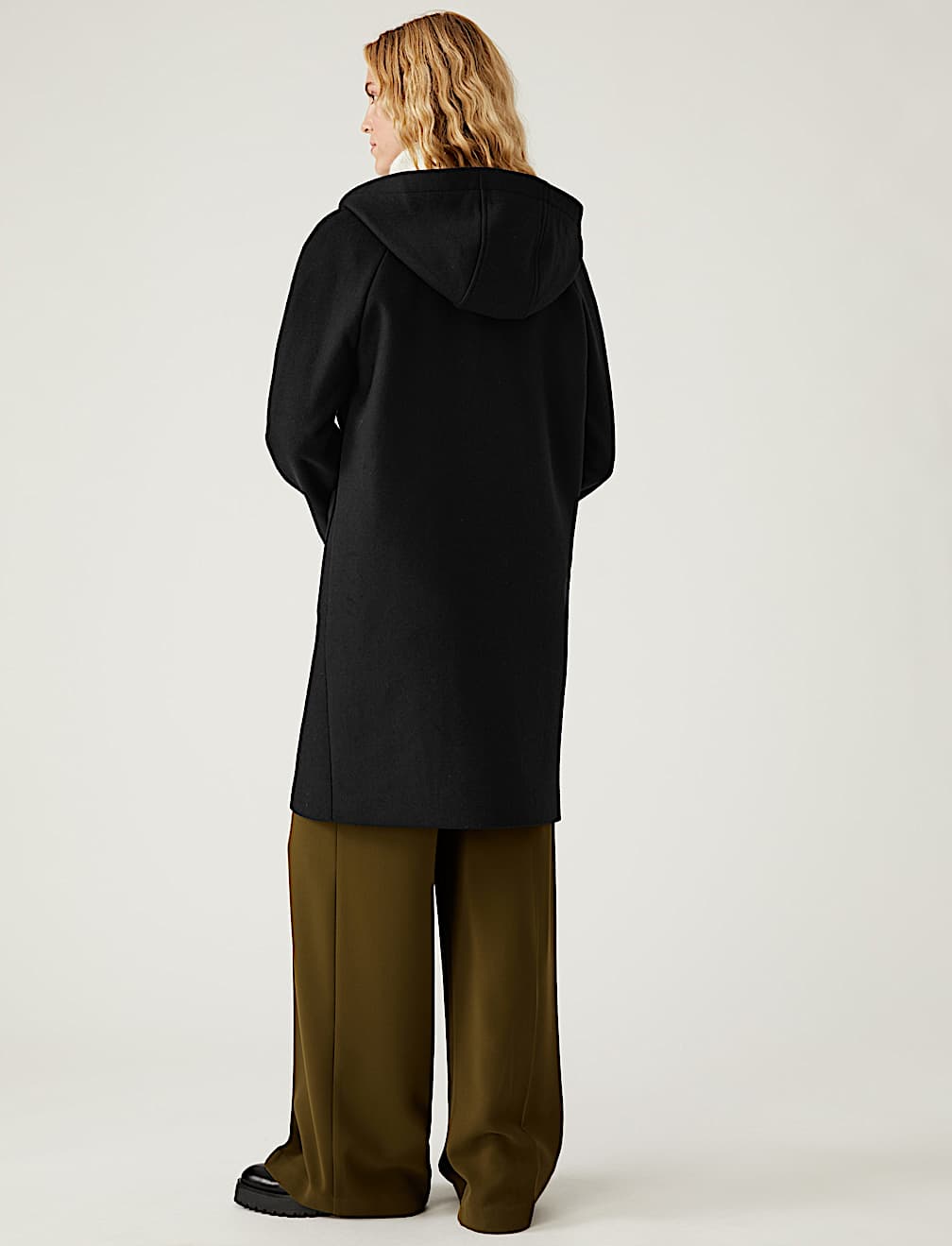 Wool Blend Hooded Tailored Coat