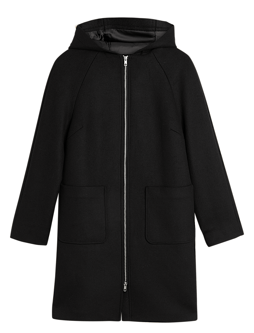 Wool Blend Hooded Tailored Coat